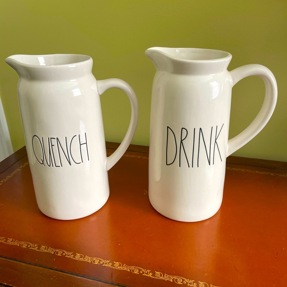 Rae Dunn Off White Pitchers. Set of 2.